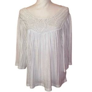 NEW DIRECTIONS Off the Shoulder Pleated Cottagecore Boho Blouse White Size Small